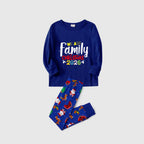 Christmas Family Matching Pajamas-Cozy Blue Pjs Set with "We Are Family Christmas 2026" Artistic Font Print