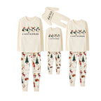 Beige Christmas Pattern Print Christmas Pajamas Set With Penguin and "Christmas" Print