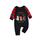 Red and Black Plaid Christmas Pajamas Set With Snowman and Slogan Designs