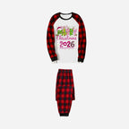 Merry Christmas 2026 Family Christmas Pajamas Set - White Top with Red Plaid Pants