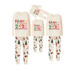 Beige Christmas Pattern Print Christmas Pajamas Set With "Family Christmas 2026 Making Memories Together" Colorful Text Print