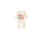 Beige Christmas Pattern Print Christmas Pajamas Set With "Family Christmas 2026 Making Memories Together" Colorful Text Print