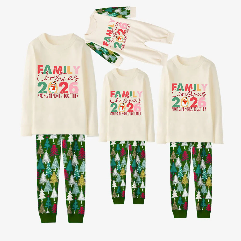 Family Christmas Pajamas Set With "Family Christmas 2026" Holiday Text Print