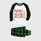 Black Raglan Top Green Plaid Christmas Pajamas Set With "Family Christmas 2026" Holiday Text Print