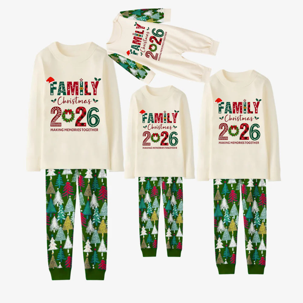 Family Christmas Pajamas Set With Christmas Holiday Text