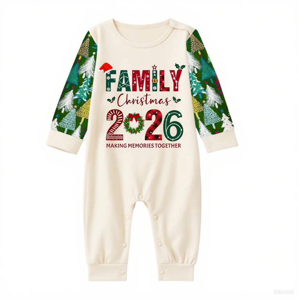 Family Christmas Pajamas Set With Christmas Holiday Text