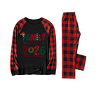 Red and Black Plaid Christmas Pajamas Set With Christmas Holiday Text
