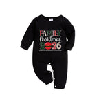 Christmas Family Matching Pajamas-Black Top and Green Plaid Pants Pjs Set with "Family Christmas 2026" Print