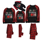 Red and Black Plaid Christmas Pajamas Set With Holiday Text Print