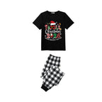 Black and White Plaid Christmas Short Sleeve Pajamas Set With "Family Christmas 2026 Making Memories Together" Text Print