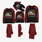 Red and Black Plaid Christmas Pajamas Set With Christmas Light and "2026 Family Christmas" Text Print