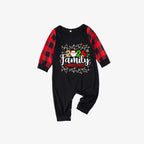 Red and Black Plaid Christmas Pajamas Set With Christmas Light and "2026 Family Christmas" Text Print