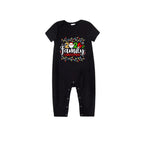 Red and Black Plaid Short Sleeve Christmas Pajamas Set With Christmas Light and "2026 Family Christmas" Text Print