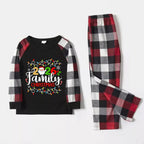 Red and Gray Plaid Christmas Pajamas Set With Christmas Light and "2026 Family Christmas" Text Print