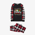 Red and Gray Plaid Christmas Pajamas Set With Christmas Light and "2026 Family Christmas" Text Print