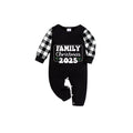 Black and White Plaid Short Sleeve Christmas Pajamas Set With Holiday Slogan Print