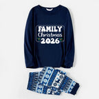 Joyful Blue Christmas Pajamas Set  With Family Matching Slogan Designs