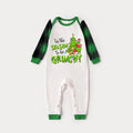 Green Raglan Top Green Plaid Christmas Pajamas Set With Grinch and Christmas tree and "Tis the SEASON to be GRINCHY " Print