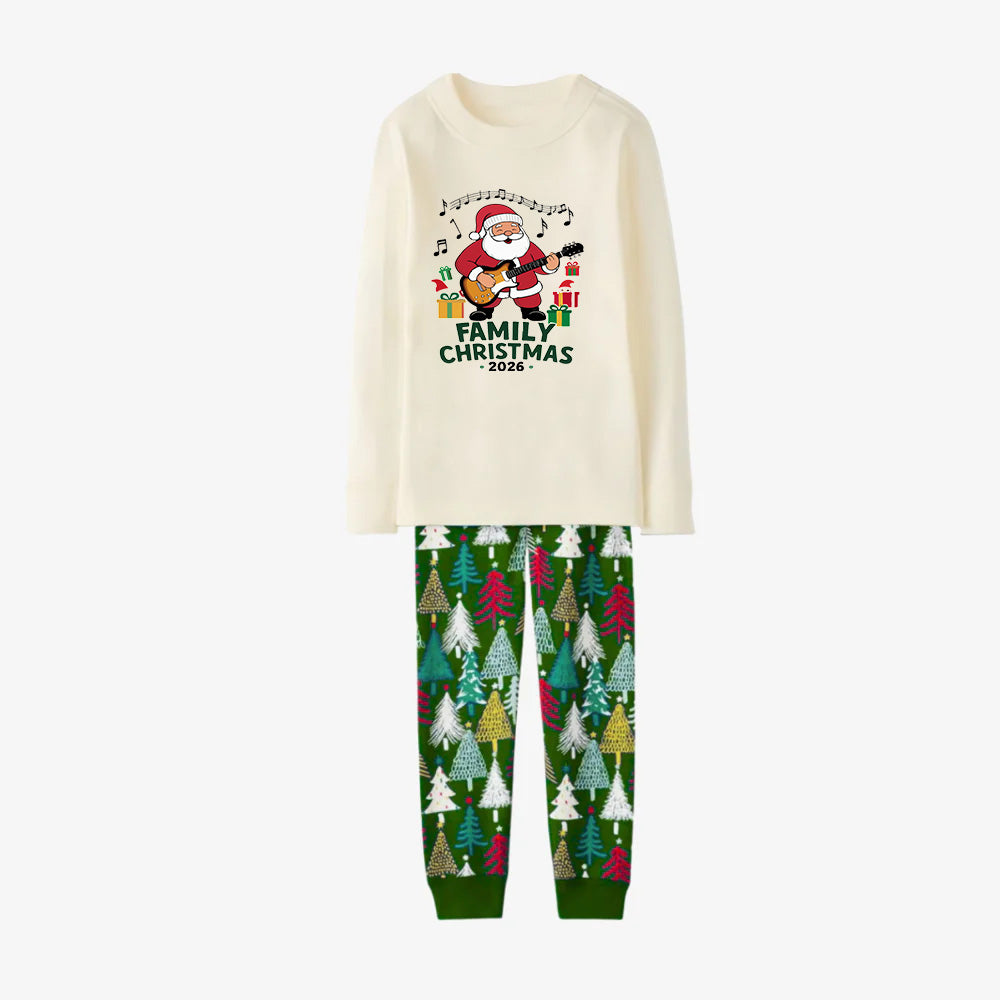 Family Christmas Pajamas Set With "Merry Christmas 2026" and Santa Claus Print