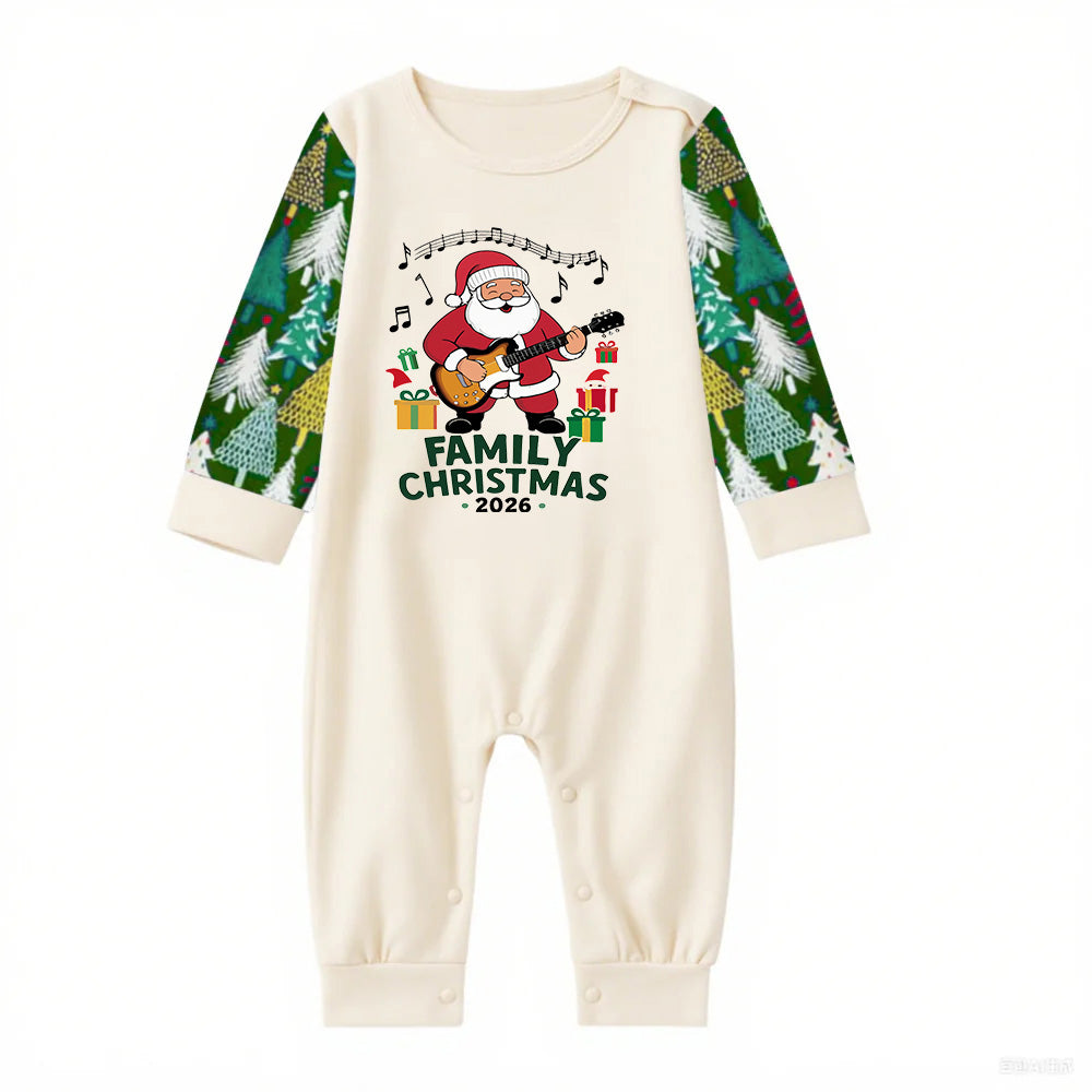 Family Christmas Pajamas Set With "Merry Christmas 2026" and Santa Claus Print