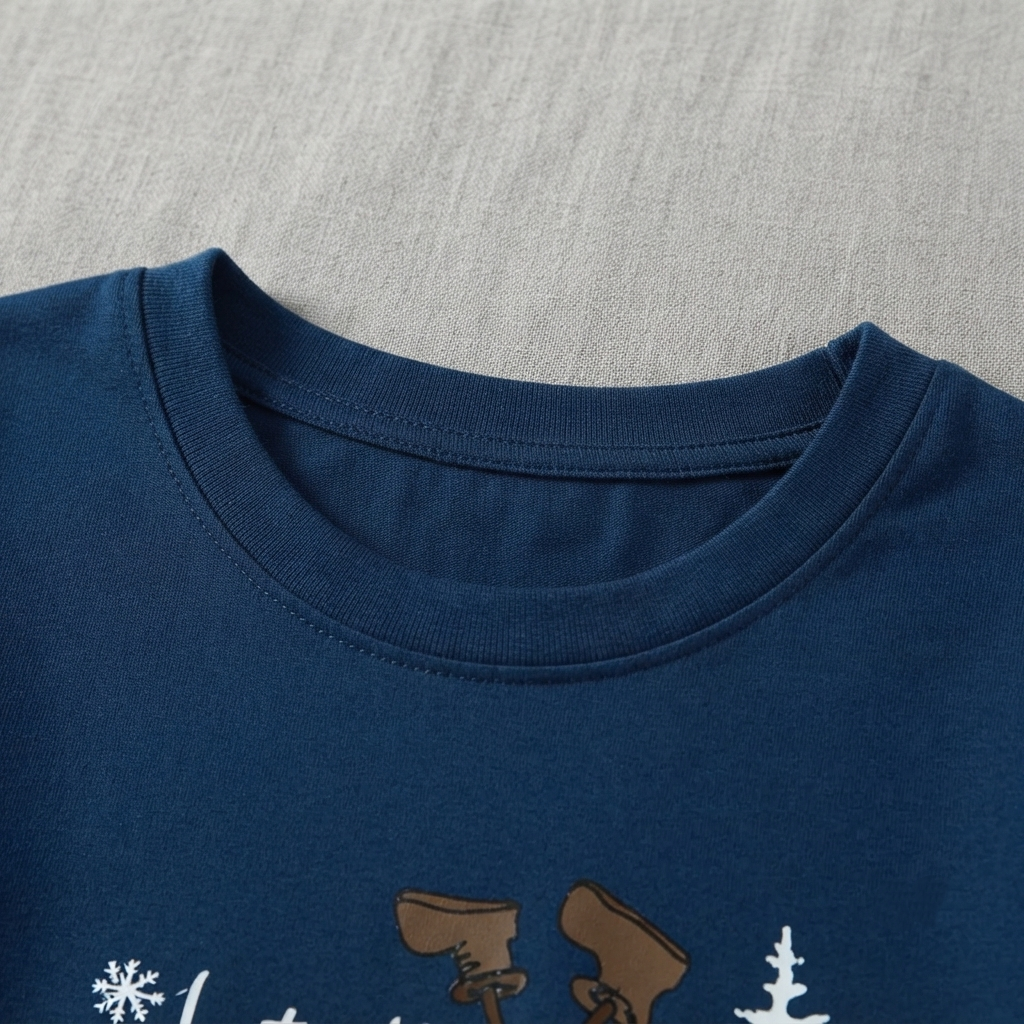 "Let it Snow" Slogan and Snowman Printed Blue Plaid Christmas Family Matching Pajamas