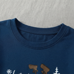 "Let it Snow" Slogan and Snowman Printed Blue Plaid Christmas Couple Matching Pajamas