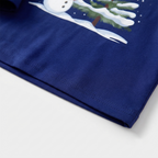 Couple Blue Plaid Pajamas Set with Snowman & Christmas Tree Print