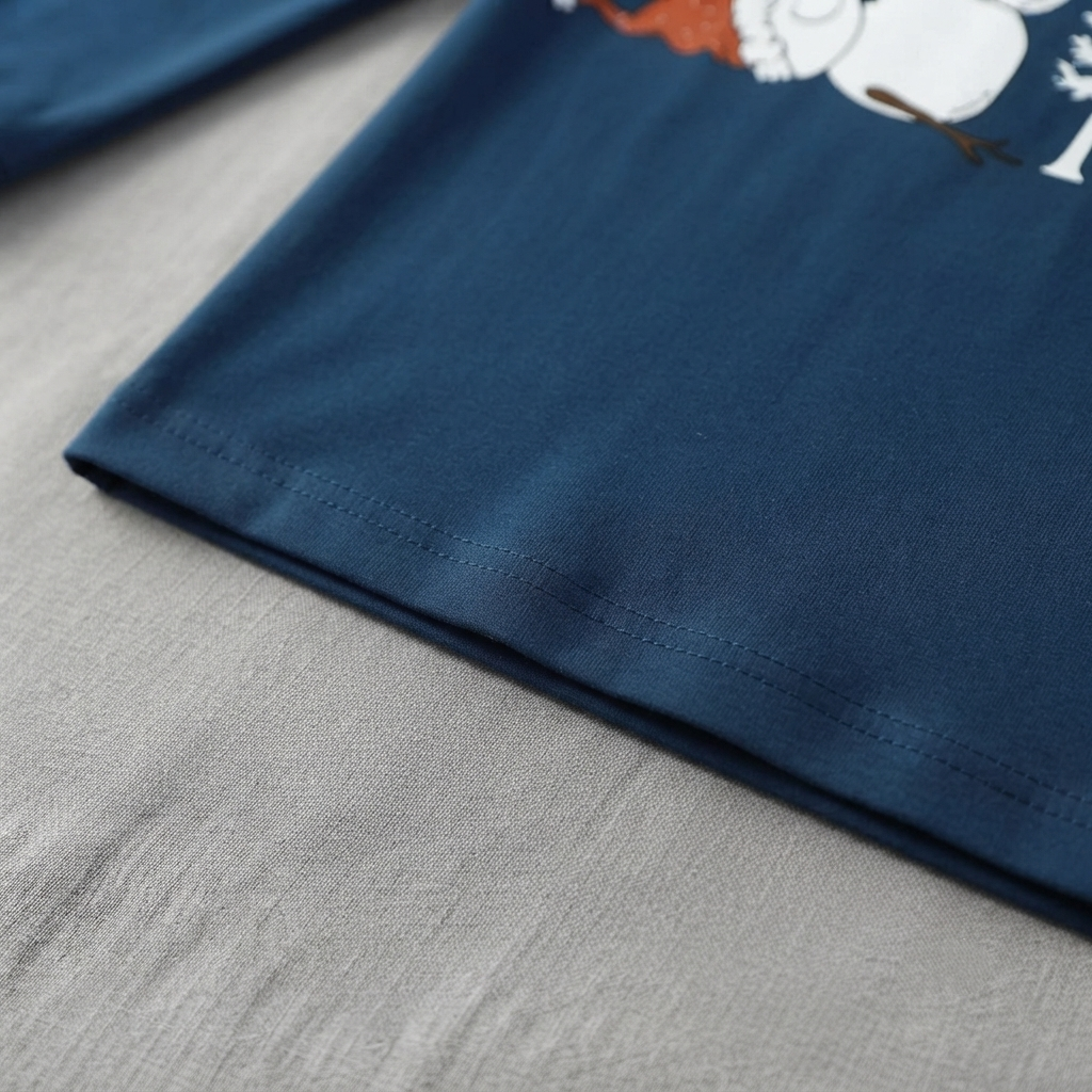 "Let it Snow" Slogan and Snowman Printed Blue Plaid Christmas Family Matching Pajamas
