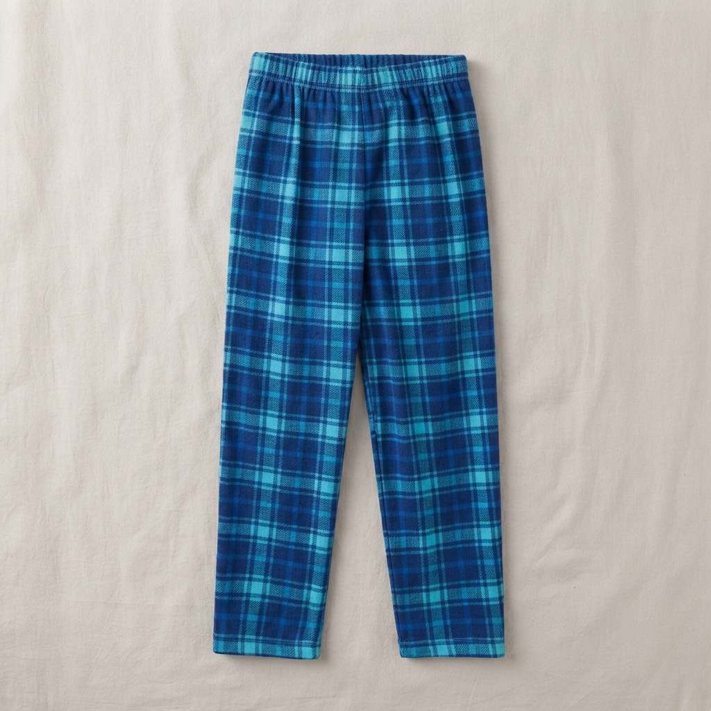"Let it Snow" Slogan and Snowman Printed Blue Plaid Christmas Family Matching Pajamas