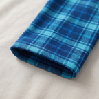 "Let it Snow" Slogan and Snowman Printed Blue Plaid Christmas Couple Matching Pajamas