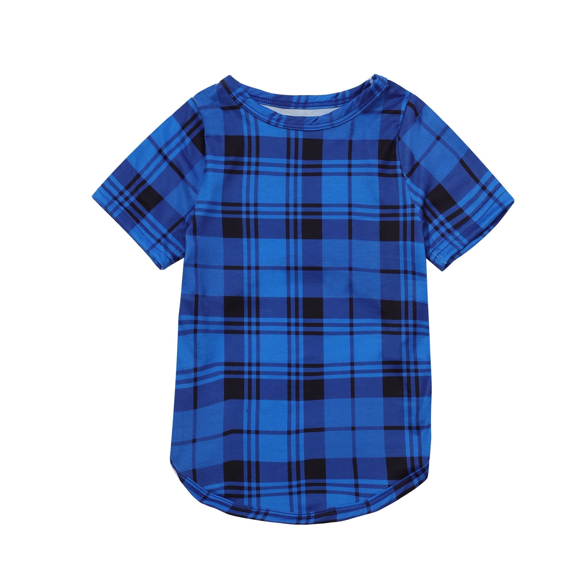 "Family Christmas 2024" Print Blue & Black Plaid Family Matching Pajamas