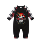 "Family Christmas 2024" with Elk Pattern- Red&Black&White Plaid  Matching Pajamas