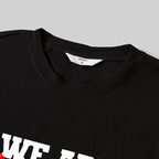 Christmas "We are Family" Text Print Black Long Sleeve Top with Green and Black Plaid Family Matching Pajamas