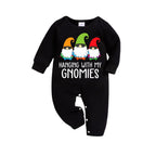 "HANGING WITH MY GNOMIES" Green and Black Plaid Family Matching Pajamas
