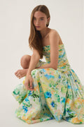 Tie Dye Pleat Split Maxi Dress