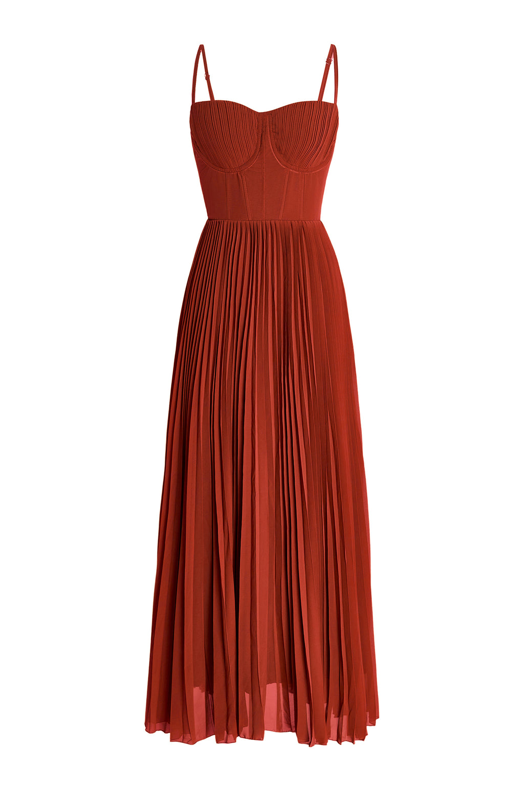 Solid Pleated Slip Midi Dress