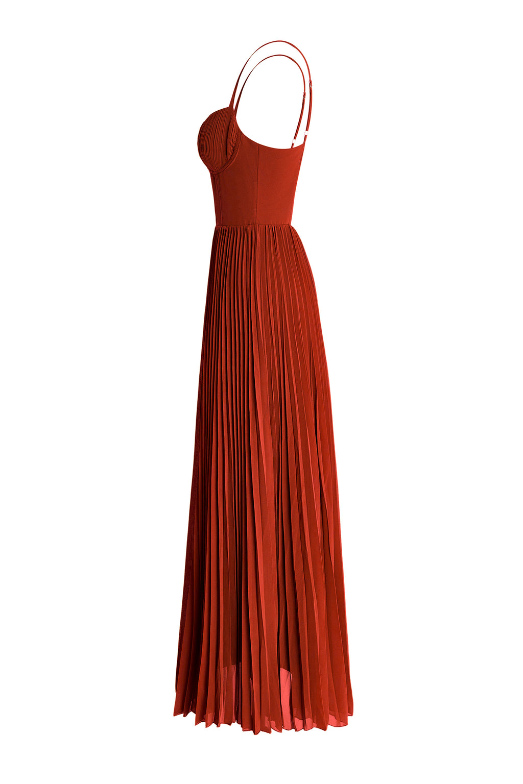 Solid Pleated Slip Midi Dress