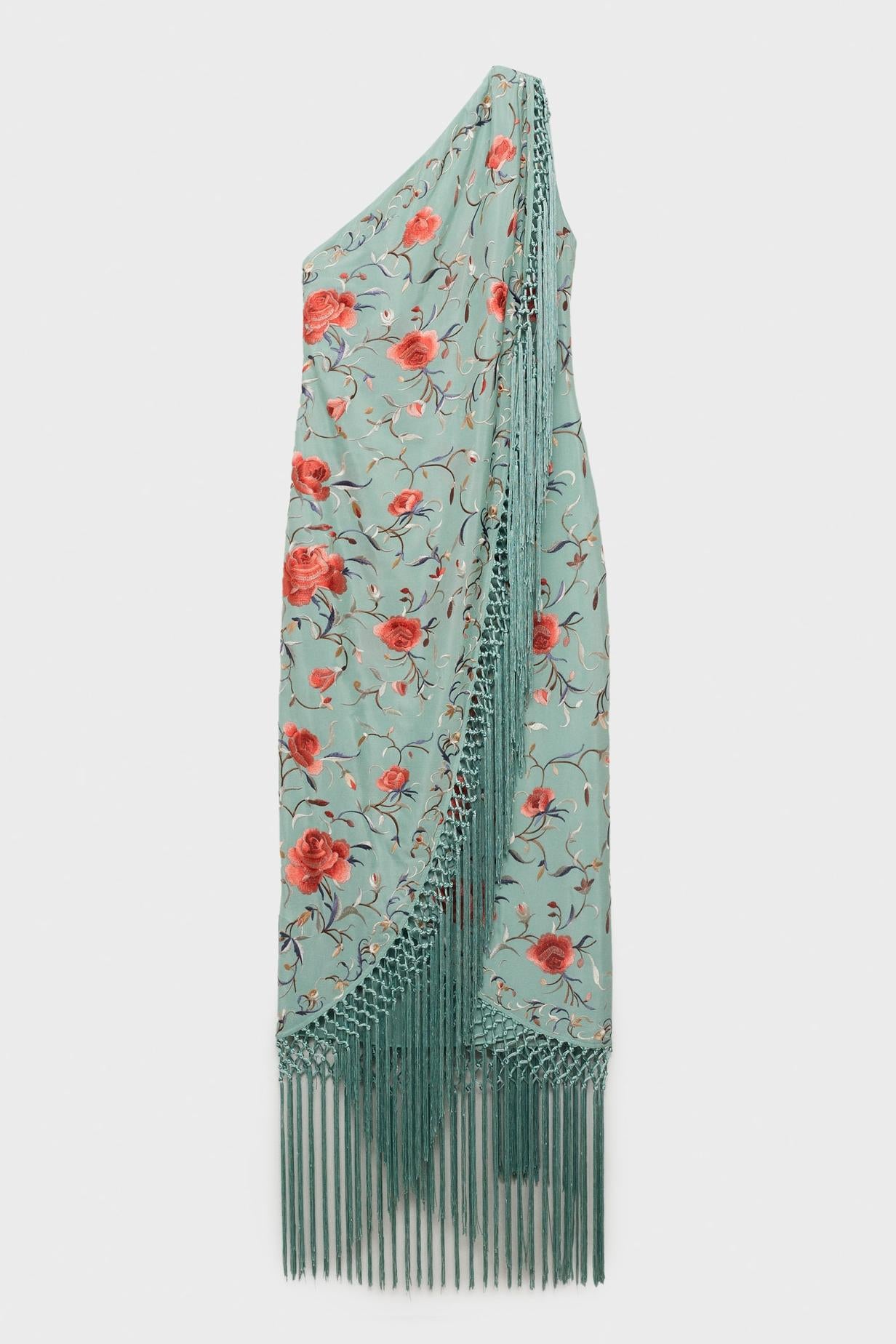 Floral Tassel Halter Neck Satin Midi Dress