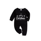 "Merry Christmas" White Letter 2026 Black Long Sleeve Top