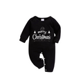 "Merry Christmas" White Letter 2026 Black Long Sleeve Top