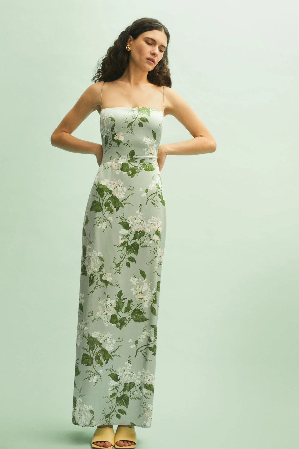 Satin Floral Cami Maxi Dress
