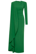 Pleated Round Neck Cape Maxi Dress