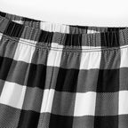 Black and White Plaid Short Sleeve Pajamas Set with Man Of Faith Text Printed