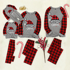 Christmas "We Are Family" Letter Print Contrast top and Plaid Pants Family Matching Pajamas Set With Dog Bandana