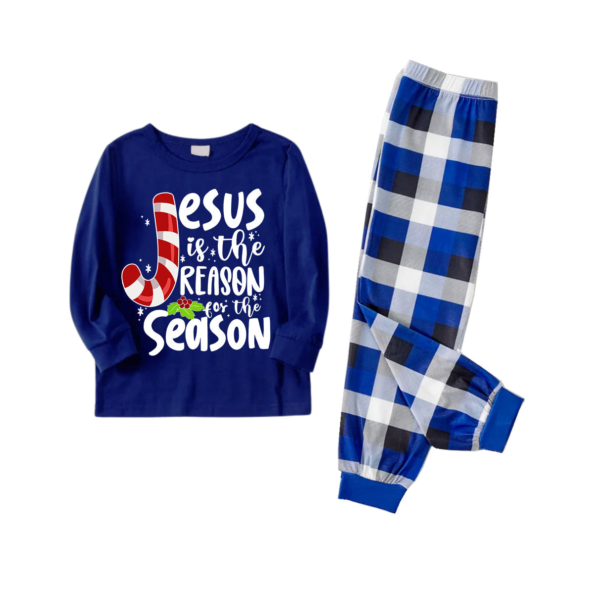 Couple Christmas  Matching Pajamas With Jesus Text Print