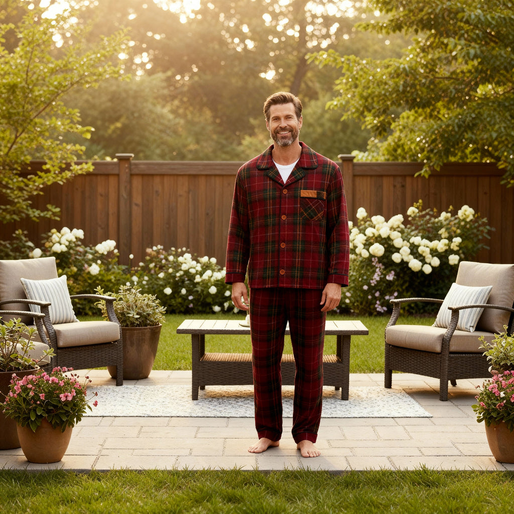 Family Matching Red Plaid Button Up Pajamas Sets