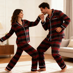 Christmas Red Plaid Button-Front Family Pajamas Sets