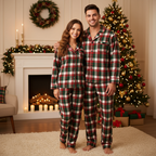 Couple Matching Sleepwear Green Red Plaid Christmas Pajamas Set