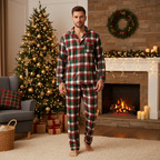 Matching Family Sleepwear Green Red Plaid Christmas Pajamas Set