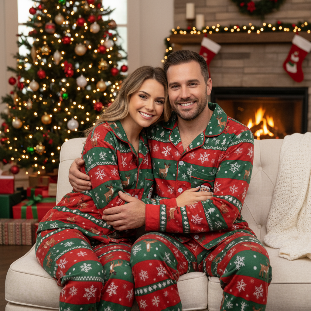 Holiday Family Button-down Christmas Pajamas Set